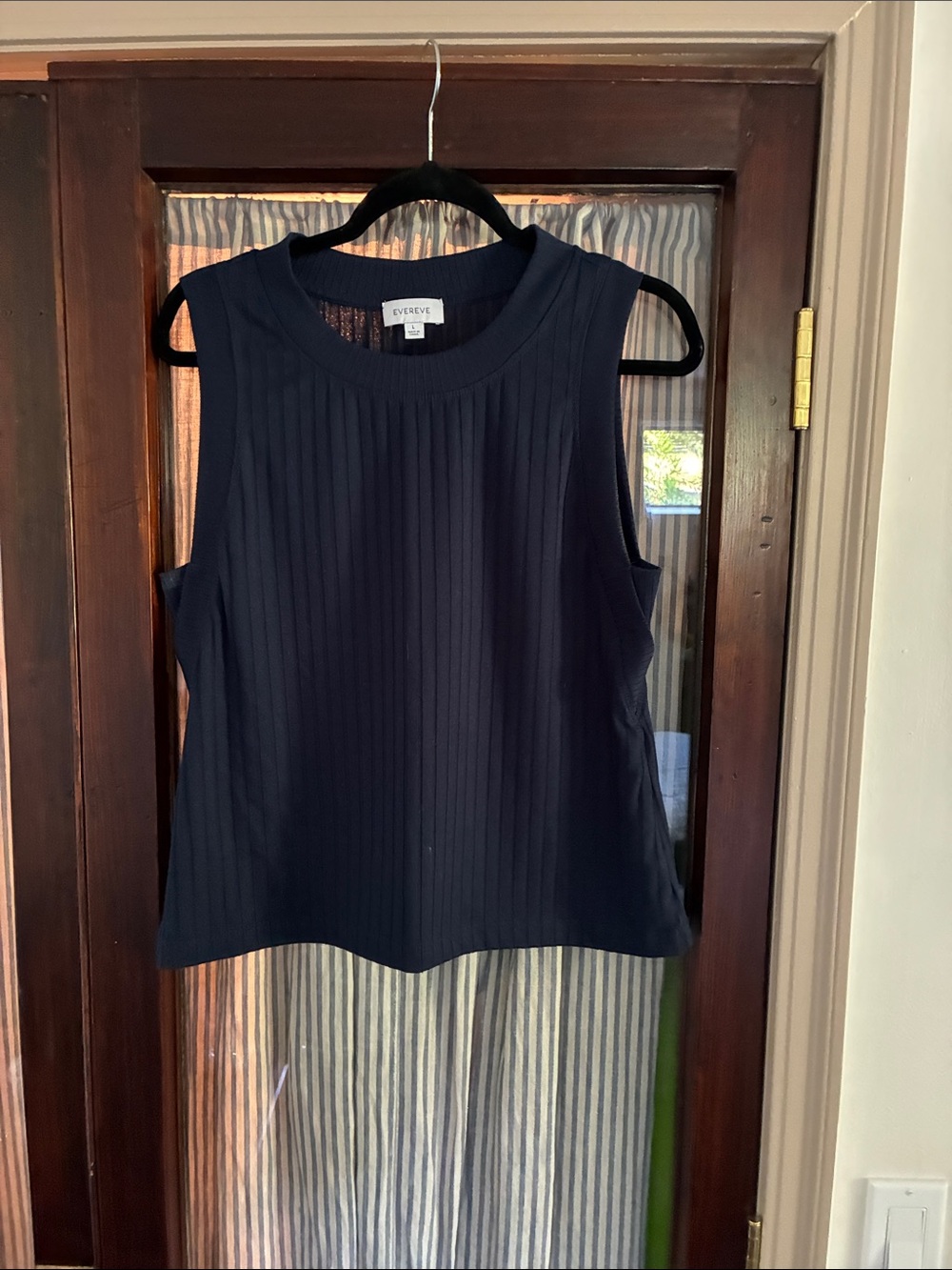 Evereve Navy Ribbed Crewneck Tank